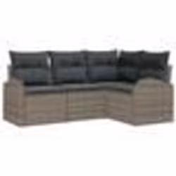 vidaXL Ensemble de Canapé de Jardin 4 Pièces avec Coussins Gris Rattan Poly