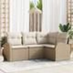 vidaXL Ensemble de canapés de jardin de 4 pièces avec coussins beige poly rattan