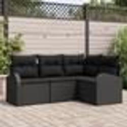 vidaXL Set de canapés de jardin de 4 pièces avec coussins Noir Poly Rotin