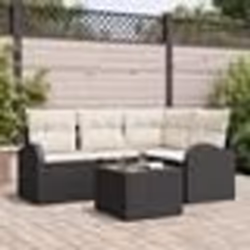 vidaXL Ensemble de canapé de jardin de 4 pièces avec coussins marron en poly rotin
