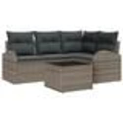 vidaXL Ensemble de Canapé de Jardin de 4 Pièces avec Coussins Noir en Rotin Synthétique