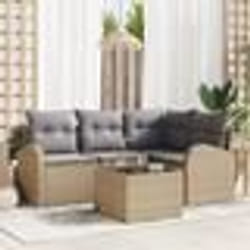 vidaXL Ensemble de Canapés de Jardin 5 Pièces avec Coussins en Rattan Poly Noir