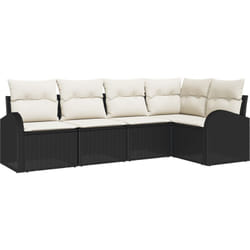 Ensemble de 5 Canapés de Jardin avec Coussins Rotin Synthétique Noir Vidaxl