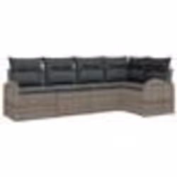 vidaXL Canapé de jardin 5 pièces avec coussins Gris Poly Rattan