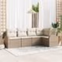 vidaXL Ensemble de canapé de jardin 5 pièces avec coussins - Rotin poly beige