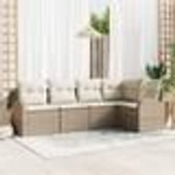 vidaXL Ensemble de canapé de jardin 5 pièces avec coussins - Rotin poly beige