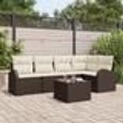 vidaXL Ensemble de Canapé de Jardin de 5 Pièces avec Coussins Gris Rotin Poly
