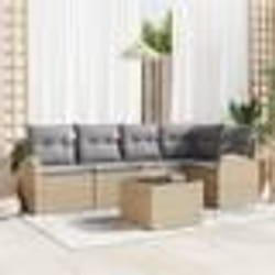 vidaXL Ensemble de 6 Canapés de Jardin avec Coussins Rattan Poly Noir