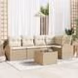 vidaXL Set de Canapés de Jardin en 6 pièces avec Coussins Marron Poly Rattan