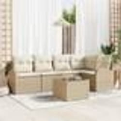 vidaXL Set de Canapés de Jardin en 6 pièces avec Coussins Marron Poly Rattan