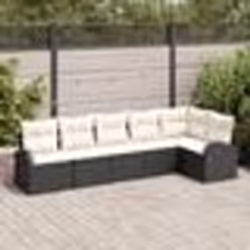 vidaXL Ensemble de canapé de jardin 6 pièces avec coussins noir poly rotin