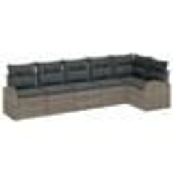 vidaXL Ensemble de Canapés de Jardin de 6 Pièces avec Coussins Gris Rotin Poly