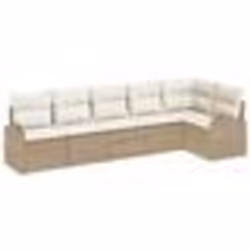 vidaXL Set de Canapé de Jardin 6 Pièces avec Coussins Beige Rattan Poly