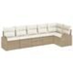 vidaXL Set de Canapé de Jardin 6 Pièces avec Coussins Beige Rattan Poly