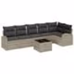 vidaXL Ensemble de canapé de jardin 7 pièces avec coussins gris poly rattan
