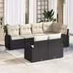 vidaXL Ensemble de Canapés de Jardin 7 pièces avec Coussins en Poly Rattan Noir