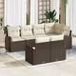 vidaXL Ensemble de salon de jardin 7 pièces avec coussins en poly rotin marron