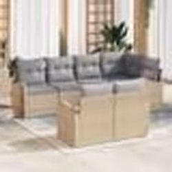 vidaXL Ensemble de canapé de jardin 7 pièces avec coussins en rotin poly beige