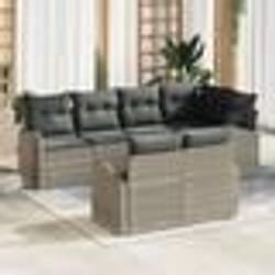 vidaXL Ensemble de canapé de jardin 7 pièces avec coussins gris clair en poly rattan