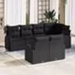 vidaXL Ensemble de canapé de jardin de 7 pièces avec coussins en poly rattan noir