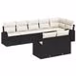 vidaXL Ensemble de salon de jardin 8 pièces avec coussins noirs en poly rattan