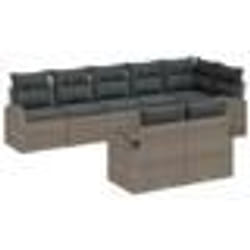 vidaXL Canapés de jardin 8 pièces avec coussins gris en rattan synthétique