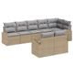 vidaXL Set de salon de jardin 8 pièces avec coussins beige en polyrotin