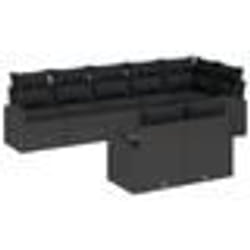 vidaXL Coffret de salon de jardin de 8 pièces avec des coussins en rotin noir.