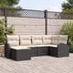 vidaXL Set de canapés de jardin en 6 pièces avec coussins noirs en poly rotin