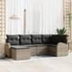 vidaXL Ensemble de canapé de jardin 6 pièces avec coussins gris en poly rattan