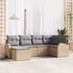 vidaXL Ensemble de canapés de jardin 6 pièces avec coussins en poly rotin beige