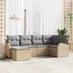 vidaXL Ensemble de canapés de jardin 6 pièces avec coussins en poly rotin beige