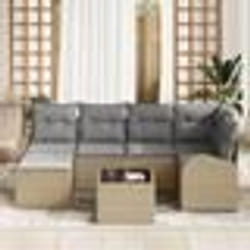 vidaXL Set de 7 pièces de canapé de jardin avec coussins en poly rotin noir
