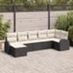 vidaXL Ensemble de sofa de jardin 7 pièces avec coussins en poly rotin noir