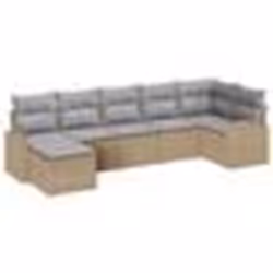 vidaXL Ensemble de canapé de jardin 7 pièces avec coussins en poly rattan beige