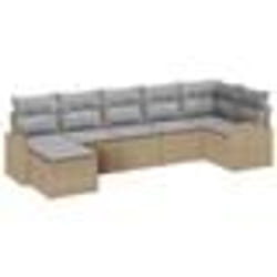 vidaXL Ensemble de canapé de jardin 7 pièces avec coussins en poly rattan beige