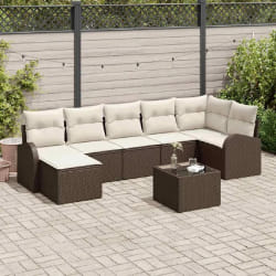 vidaXL Ensemble de 7 Canapés de Jardin avec Coussins Gris Rattan Poly