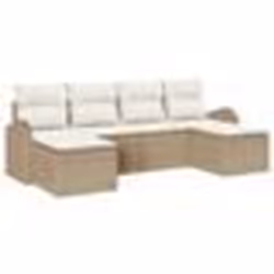 vidaXL Ensemble de canapé de jardin 6 pièces avec coussins Beige Poly Rotin