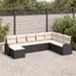 vidaXL Ensemble de Canapés de Jardin 8 Pièces avec Coussins, Rattan Poly Noir