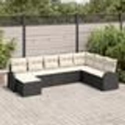 vidaXL Ensemble de Canapés de Jardin 8 Pièces avec Coussins, Rattan Poly Noir