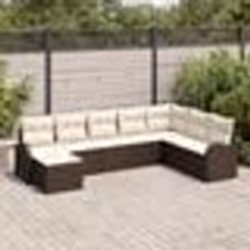 vidaXL Ensemble de canapé de jardin avec coussins en poly rotin marron