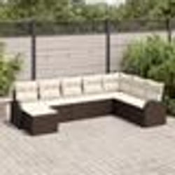 vidaXL Ensemble de canapé de jardin avec coussins en poly rotin marron