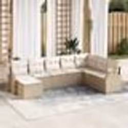 vidaXL Ensemble de canapé de jardin 8 pièces avec coussins beige en poly rattan