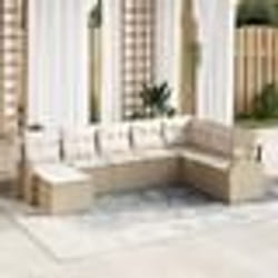 vidaXL Ensemble de canapé de jardin 8 pièces avec coussins beige en poly rattan