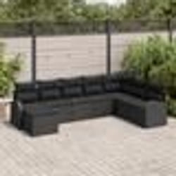 vidaXL Ensemble de canapé de jardin 8 pièces avec coussins noir en rotin synthétique