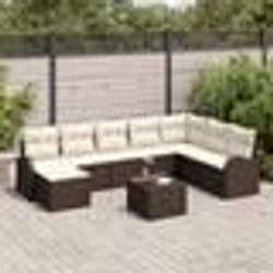 vidaXL Ensemble de canapés de jardin de 8 pièces avec coussins gris en poly rotin