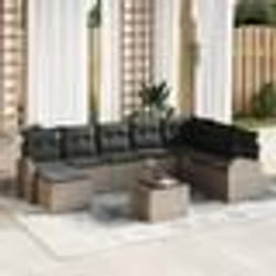vidaXL Ensemble de canapé de jardin 8 pièces avec coussins en poly rotin noir