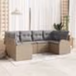 vidaXL Ensemble de Canapé de Jardin 6 pièces avec Coussins Beige Rattan Poly