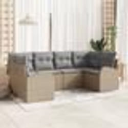 vidaXL Ensemble de Canapé de Jardin 6 pièces avec Coussins Beige Rattan Poly