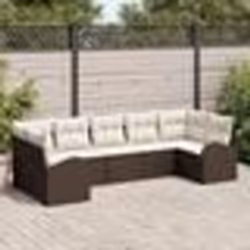 vidaXL Ensemble de canapé de jardin 7 pièces avec coussins marron en poly rotin